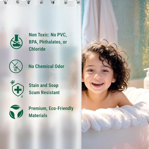 Bowery Home, NOT Made in China, Eco-Friendly Recycled PEVA Shower Curtain Liner – Waterproof, Sustainable, Non-Toxic, Odorless with Rust-Proof Grommets - 72x72in, 4G – Frosted - color: 4g / Frosted