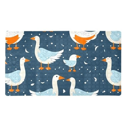 Non Slip Shower Mat Bathtub Mat 15.1x26.8 Inch, Quick Dry Bath Mat with Drain, Soft PVC Bath Mats for Bathroom Tub Shower Floor, Funny Goose - color: Multi 7