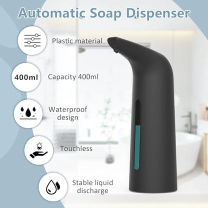 Automatic Liquid Soap Dispenser, 4-Level,Rechargeable | Plastic,13.5oz/400ml Black Touchless Electric Hand & Dish Countertop Soap Dispensers with Sensor for Bathroom,Kitchen Sink - color: Black, style: Rechargeable