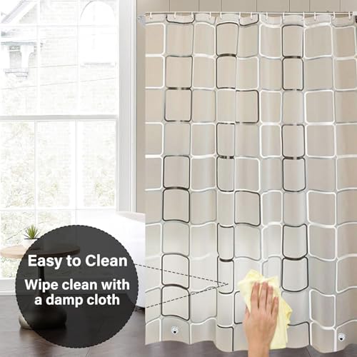 Plastic Shower Liner - Premium EVA 5G Shower Curtain Liner with Rustproof Grommets and 3 Weighted Magnets, Waterproof Shower Curtain for Bathroom(Classic Square, 72”*72”) - color: Classic Square, size: 72”*72”