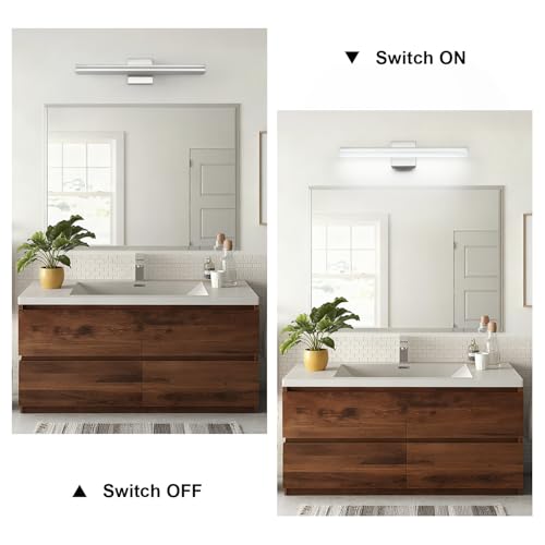 SineRise 24-Inch LED Modern Bathroom Vanity Light Bar, Chrome Modern Acrylic Bathroom Wall Lighting Fixtures Over Mirror (Cool White 6000K) - color: Chrome-Cool White, size: 24-Inch