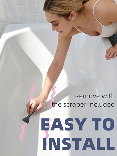 Secopad 24PCS Anti-Slip Shower Stickers with Scraper, 0.8"*8", Pink | Patented, Non Slip, Easy to Use and Clean,Strong Adhesive & No Residue, For Bath Tub, Shower Floor, Stairs, Safe PEVA Decals - color: Pink