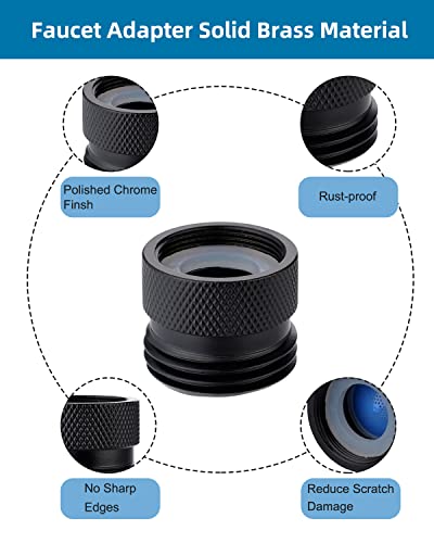 Hibbent Faucet to Garden Hose Adapter Kit, Female to Male Sink Brass Garden Hose Attachment with Washer & Aerator Key, Matte Black - color: Matte Black