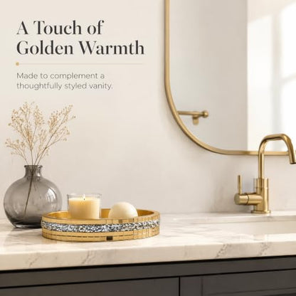 Gold Mosaic Soap Dish and Bathroom Tray, Shiny Soap Holder | Multi functional dressing table, kitchen bathroom storage tray, used for storing soap, rings, jewelry, and small accessories - size: Soap Dish