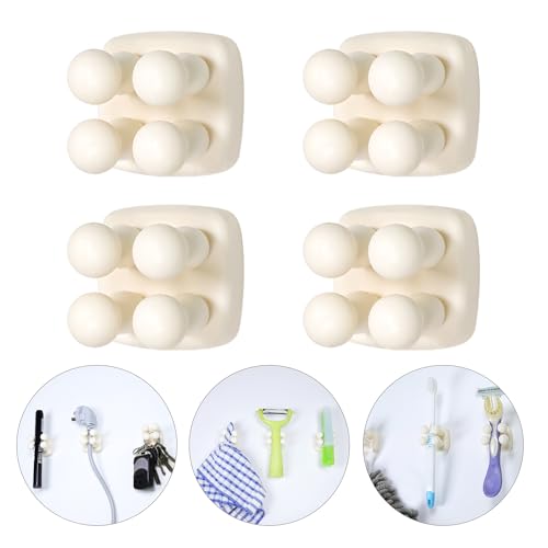 Silicone Toothbrush Holder Multi-Function Hook Waterproof self Adhesive Single Toothbrush Hook Plug Holder for Wall for Hanging Bathroom Kitchen Living Room Office (Square-Cream) - color: Square-cream