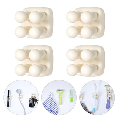 Silicone Toothbrush Holder Multi-Function Hook Waterproof self Adhesive Single Toothbrush Hook Plug Holder for Wall for Hanging Bathroom Kitchen Living Room Office (Square-Cream) - color: Square-cream