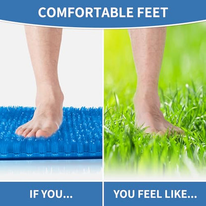Yolife Shower Foot Scrubber Mat, Anti-Slip Bath Mat with Scrub Bristles, Soft Shower Foot Massager with Strong Suction Cups for Soothe Achy Feet, 25.6" x 13.4" - color: Dark Blue, size: 25.6" x 13.4" (Rectangular)