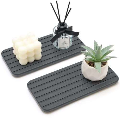 Diatomite Stone Sink Tray Drying Mat for Kitchen Soap Bathroom Counter Tray | Diatomaceous Earth Dish Water Absorbing Stone Quick Dry Soap Tray Dispenser Holder Black Bathroom Decor Accessories - color: Dark Grey Diatomite