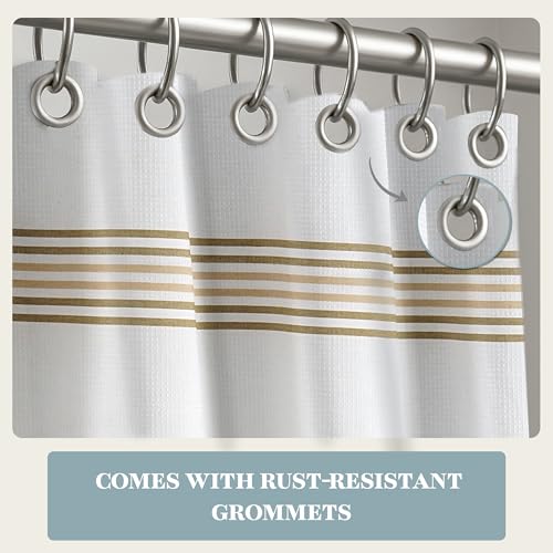 LANE LINEN Waterproof Shower Curtain - 72W x 72H - 2 in 1 Fabric Design with Built in Laminated Inner Layer - No Liner Needed - Quick Dry & Machine Washable - Header with Rust Proof Grommets - Beige - color: Laminated - Beige, size: 72"W x 72"L (Pack of 1