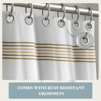 LANE LINEN Waterproof Shower Curtain - 72W x 72H - 2 in 1 Fabric Design with Built in Laminated Inner Layer - No Liner Needed - Quick Dry & Machine Washable - Header with Rust Proof Grommets - Beige - color: Laminated - Beige, size: 72"W x 72"L (Pack of 1