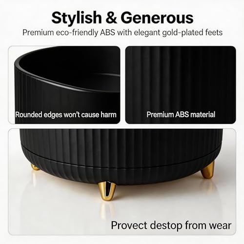 360 Rotating Makeup Brush Holder Organizer, 5-Slot Black Spinning Cup for Women, Vanity Desk & Bathroom Storage for Cosmetics and Beauty Tools Accessories