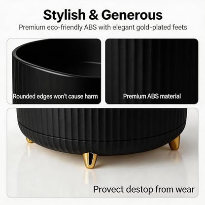 360 Rotating Makeup Brush Holder Organizer, 5-Slot Black Spinning Cup for Women, Vanity Desk & Bathroom Storage for Cosmetics and Beauty Tools Accessories