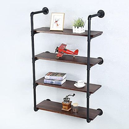 Industrial Pipe Shelves With Wood Planks,Rustic Pipe Shelving Wall Shelf | Metal Pipe Solid Pine Wood,Easy to Assemble,Wooden Board Thickness 0.78 In,For Bar Farmhouse Kitchen Office Bathroom,Bedroom - color: 4-layer, size: 30in