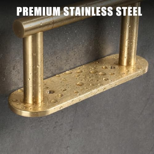 Bathroom Hardware Set Brushed Gold | Toilet Paper Holder, Double Robe Hook, Wall Mounted, Stainless Steel - color: Lasijin