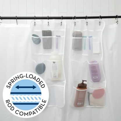 S&T INC. Shower Organizer and Caddy, 2 Pack, 14" x 30", White | Quick-Dry Mesh, 7 Pockets, Shower Caddy and Bathroom Organizer, Hangs on Existing Shower Curtain Hooks, Cruise Essential - color: Clear