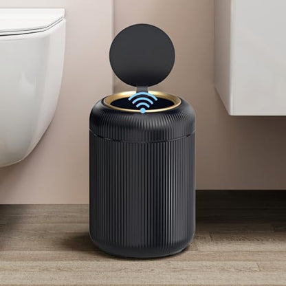 URALFA Motion Sensor Trash Can with Lid, 3 Gallon / 11 L Automatic Bathroom Trash Can, Touchless Trash Bin, Smart Plastic Garbage Can for Bedroom, Kitchen, Living Room, Office, Black - color: Black, style: Automatic
