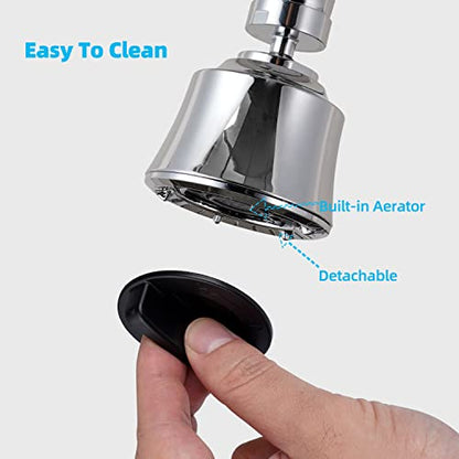 Kitchen Sink Faucet Head 4-Mode, 360° Swivel Faucet Aerator Adapter, Chrome | 55/64" Female Faucet Sprayer Head for Bathroom & Kitchen, Big Angle Rotating Metal Ball Joint, Extra 15/16" Metal Adapter - color: Polished Chrome, style: 1 Swivel Joint