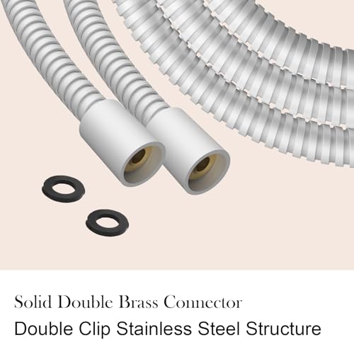 Shower Hose, 79 Inches Extra Long Stainless Steel Handheld Shower Head Hose Replacement with Brass Insert and Nut, Flexible Hose Extension for Hand Held Shower Head - color: White