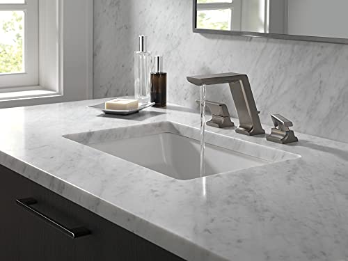 Delta Pivotal Black Stainless Bathroom Faucet 3 Hole, 8 Inch Widespread Bathroom Sink Faucet for Vanity, Metal Push-Pop Drain, Lumicoat Black Stainless 3599LF-KS-PR-MPU - color: Black Stainless