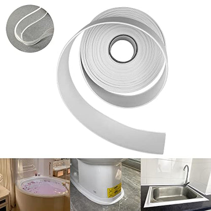 TOUSEA White 1.5" x19.7ft Peel and Stick Caulk Tape for Toilet, Tub, Sink | White or Clear Sealing Tape for Toilet, Tub, Sink, Bath Peel and Stick Backsplash - Renter Friendly, Easy Install - style: White-1.5IN-19.7FT-A