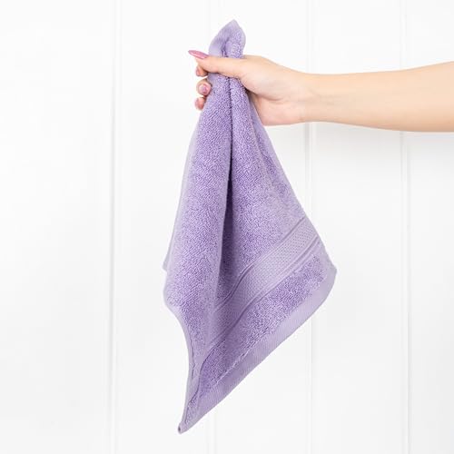 American Soft Linen Salem Washcloth Sets, 4 Piece Luxury 600 GSM 100% Cotton Washcloths for Bathroom, 13x13 inches Washrags Premium Quality Hand Face Towels, Lilac - color: Lilac, size: 13x13"