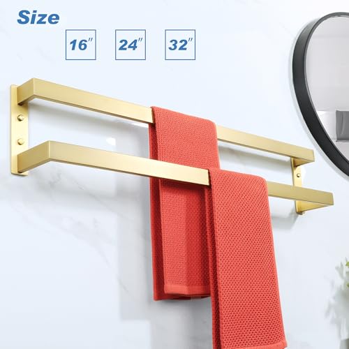 Alise Double Towel Bar, 32" Double Towel Racks for Bathroom, Brushed Gold | Bathroom Towel Rack Wall Mounted, 3.54" Wide Faster Drying, Ladder Design, SUS304 Stainless Steel - color: Brushed Gold, size: 32-inch