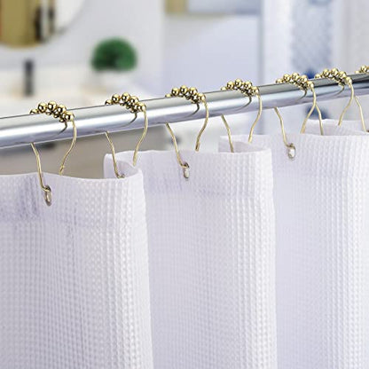 Titanker Gold Shower Curtain Rings, Rust-Resistant Metal Shower Curtain Hooks for Bathroom Shower Rods Shower Hooks Rings for Curtain - Set of 12 - color: Gold