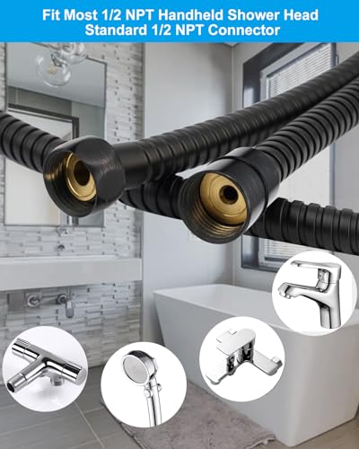 Hibbent All Metal Shower Hose, 90 Inch Stainless Steel Extra Long Shower Hose Replacement, Anti-Twist Flexible Bathroom Handheld Shower Head Hose Extension with Brass Insert & Nut, Oil Rubbed Bronze - color: Oil Rubbed Bronze, size: 90 Inch