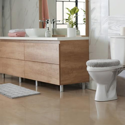 TOWN & COUNTRY EVERYDAY Ultra Plush Solid Tufted Toilet Lid Cover, Soft and Absorbent, Non-Slip Cover, Machine Washable, Grey, 18"x19" - color: Grey