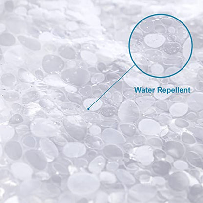 NTBAY EVA Shower Curtain Liner, 72 x 72, 6 Gauge, Semi Clear Water Cube | Water-repellent EVA Liner with 3 Bottom Magnets, 12 Reinforced Grommets, and 12 Plastic Hooks - color: Clear Circle, size: 72"W x 72"L (Pack of 1)
