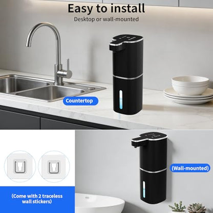 Automatic Liquid Soap Dispenser, Touchless 4 Levels (Black, Liquid) | 14.2 oz Capacity, 4 Adjustable Levels, Liquid Hand Soap Dispenser, Kitchen and Bathroom Accessory - color: Black, size: Liquid