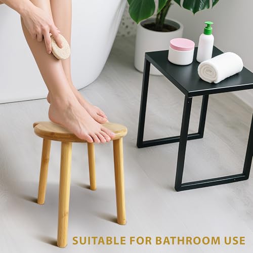 9.8 in Small Wooden Stool, Non-Slip Small Round Stool, Portable and Sturdy, Suitable for Footstools in Bedroom, Bathroom, Kitchen (S) - style: A