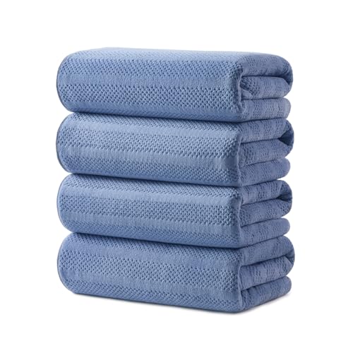 ecolook Microfiber Bath Towels Set of 4, 31 x 63 Inch Extra Large Bath Towel Set, Super Soft & Highly Absorbent, Quick Dry Lightweight Towels for Bathroom, Gym, Spa, Pool & Travel, Navy Blue - color: Navy, size: 4 Pack Bath Towel