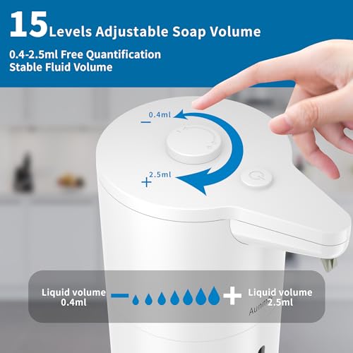 Automatic Soap Dispenser Touchless, Modern, Kitchen & Bathroom, Hands-Free, Adjustable Volume, Long Battery Life, Compatible with Thick & Thin Soap, Easy for Toddlers, Clog-Free, White - color: Pearlescent White
