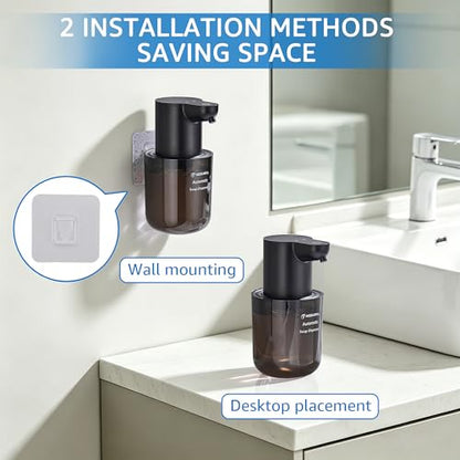 Automatic Soap Dispenser for Kitchen Sink - Wall-Mount & Countertop Black | Wall Mount Countertop, 4-Level Adjustable, Compact Transport Body, IPX5 - color: Black.l