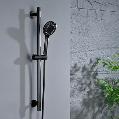 Adjustable 30-Inch Shower Slide Bar with 5-Function Handheld Shower Head, Stainless Steel Wall Mount Shower Slide Bar Set with Extra Hose (Oil Rubbed Bronze) - color: Oil Rubbed Bronze