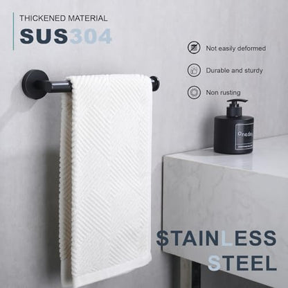 TASTOS Hand Towel Holder Towel Ring, Premium Stainless Steel Hand Towel Bar Heavy Duty Wall Mounted Modern Bath Accessories, 9 Inch Towel Rack for Bathroom Kitchen, Matte Black - color: Matte Black
