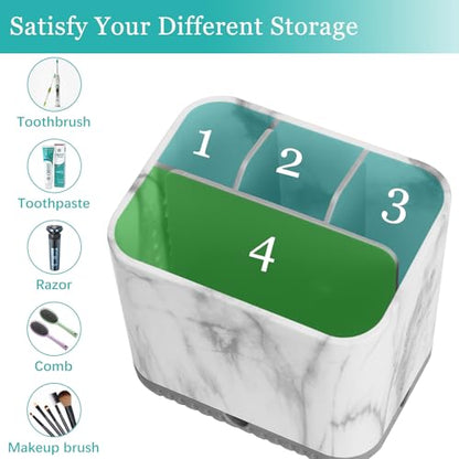 PARKMANI Toothbrush Holders for Bathrooms, Tooth Brush Holder for Bathroom Countertop Organizer, Kids Electric Toothbrush and Toothpaste Holder (Grey Marble Grain) - color: Grey Marble Grain