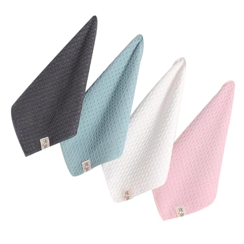 Beavorty 4pcs Quick-Dry Microfiber Washcloths, Absorbent Square Face and Saliva Towels, Portable Soft Hand Towels for Bathroom and