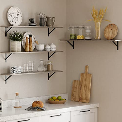 Long Wall Shelves, 39.4 Inch Wall Mounted Shelves with Brackets | Floating Book Shelf, Set of 2, Easy Assembly, Max Load 33lbs, Wood Wall Storage Ledges, Living Room/Bathroom/Bedroom, Greige - color: Greige, size: 39.4 Inch