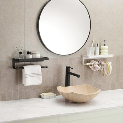 Paper Towel Holder Wall Mount with Shelf, Bathroom/Kitchen Paper Towel Holder, Effortless One-Handed Tear, Rust-Proof Metal for Bedroom - color: White