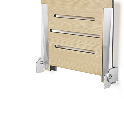 Seachrome 18 inch Silhouette Slimline Folding Wall Mount Shower Bench Seat, Urban Chic Seat with Silver Frame - color: Urban Chic With Silver Frame