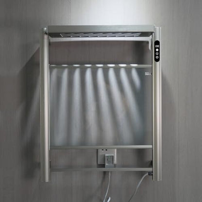 2 in 1 Towel Warmer Rack & Towel Rack Wall, Towel Warmers for Bathroom Wall – Timer & Temperature Multi-Level Adjustments with for Bathroom Shower Hot Tub (Grey) - color: Grey