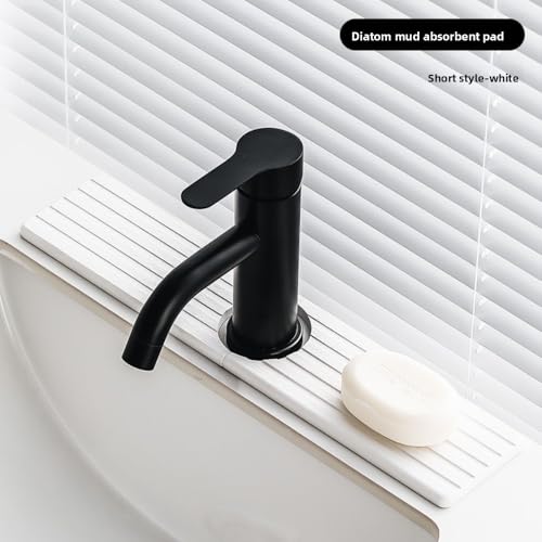 Bathroom Sink Drying Pad with Water Faucet Holder, Quick-Dry Diatomite Mat, Kitchen Counter Organizer (,White) - color: ,White