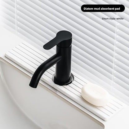 Bathroom Sink Drying Pad with Water Faucet Holder, Quick-Dry Diatomite Mat, Kitchen Counter Organizer (,White) - color: ,White