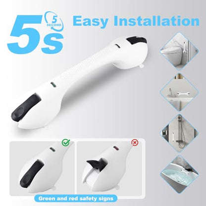 Suction Grab Bars for Bathtubs and Showers, Heavy Duty Shower Handle Removable Shower Handrails for Kids, Bathroom Safety Grip Waterproof(White) - color: Silver