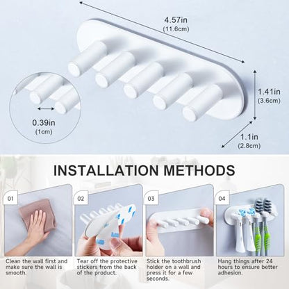 Electric Toothbrush Head Holder, Toothbrush Holders Wall Mounted, Adhesive Tooth Brush Head Holder Organiser, Electric Toothbrushs Holder, Shower Tooth Brushing Holder (White, Large) - color: White, size: Large