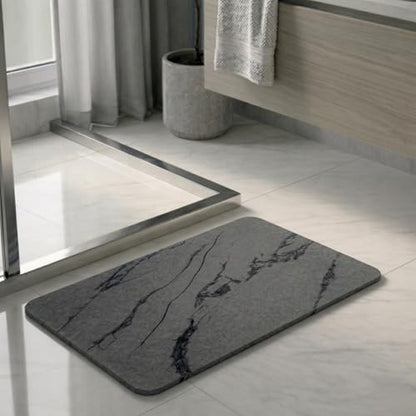 Stone Bath Mat – Diatomaceous Earth Quick Drying Non-Slip Bathroom Mat – Absorbent Diatomite Shower Mat, Durable & Easy to Clean, Modern, 23.6" x 15.3", (Charcoal Black - Marble) - color: Charcoal Black - Marble