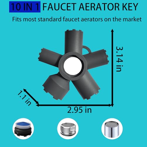 10-in-1 Faucet Aerator Removal Tool, Universal Aerator Wrench Kit, Multi-Function Faucet Key Set Compatible with Moen Delta Kohler, Fits M16.5-M28 Standard & Cache Aerators