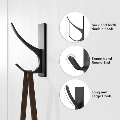 pickpiff 10 Pack Matt Black Self-Adhesive Hook, 13LB Hanger for Coat/Towel - color: Black, size: 10 Pack